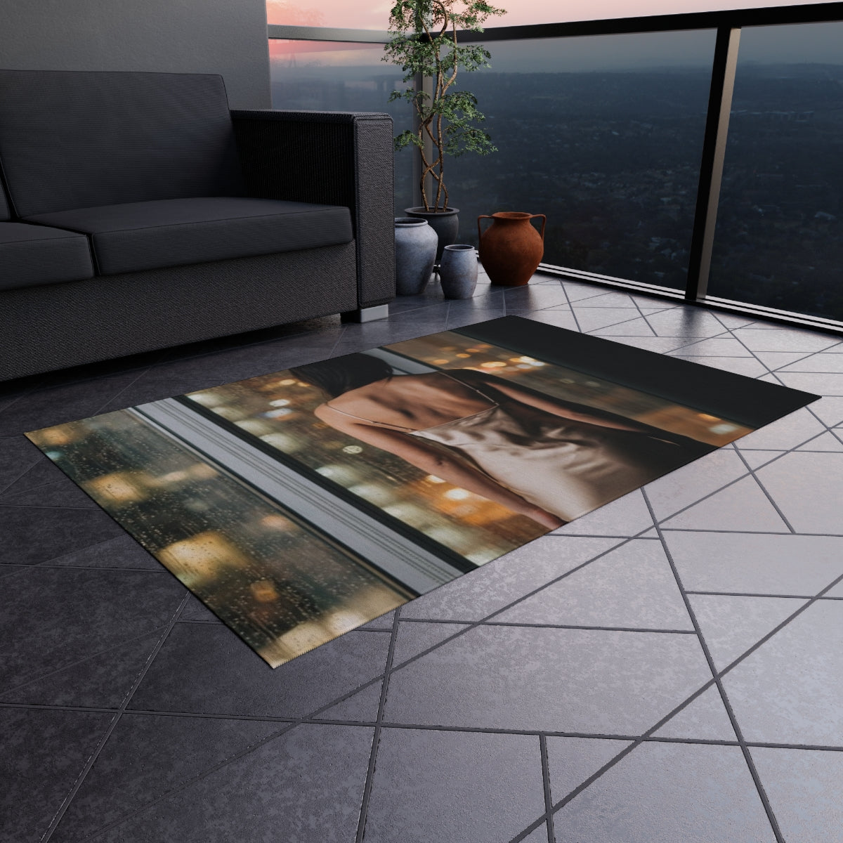 Outdoor Rug - Rooftop Balcony Night Rug | Echovira Gallery