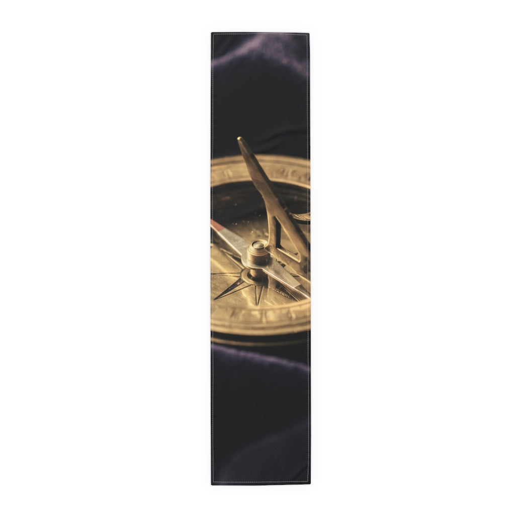 Vintage Brass Sundial Compass Table Runner