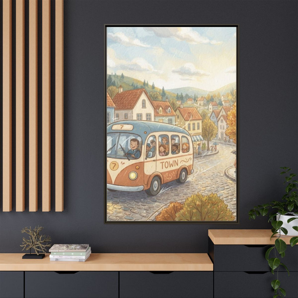 Matte Canvas Framed - Cozy Town Bus — Espresso / 1.25"... |...