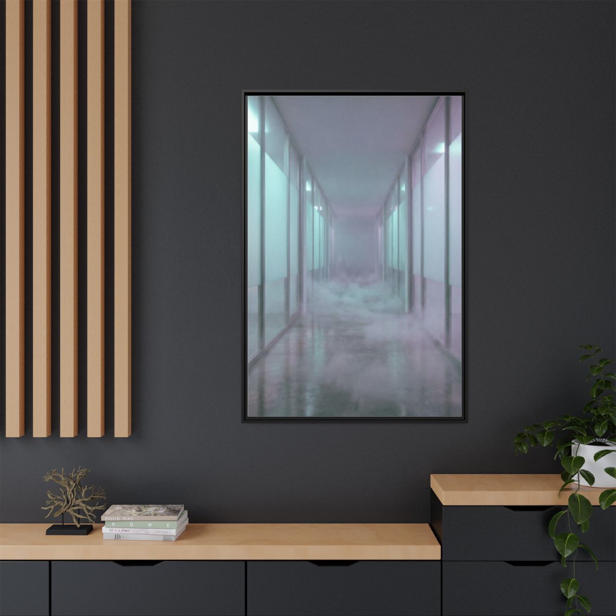 Matte Canvas, Framed - Liminal Corridor Fog Art Print —... |...