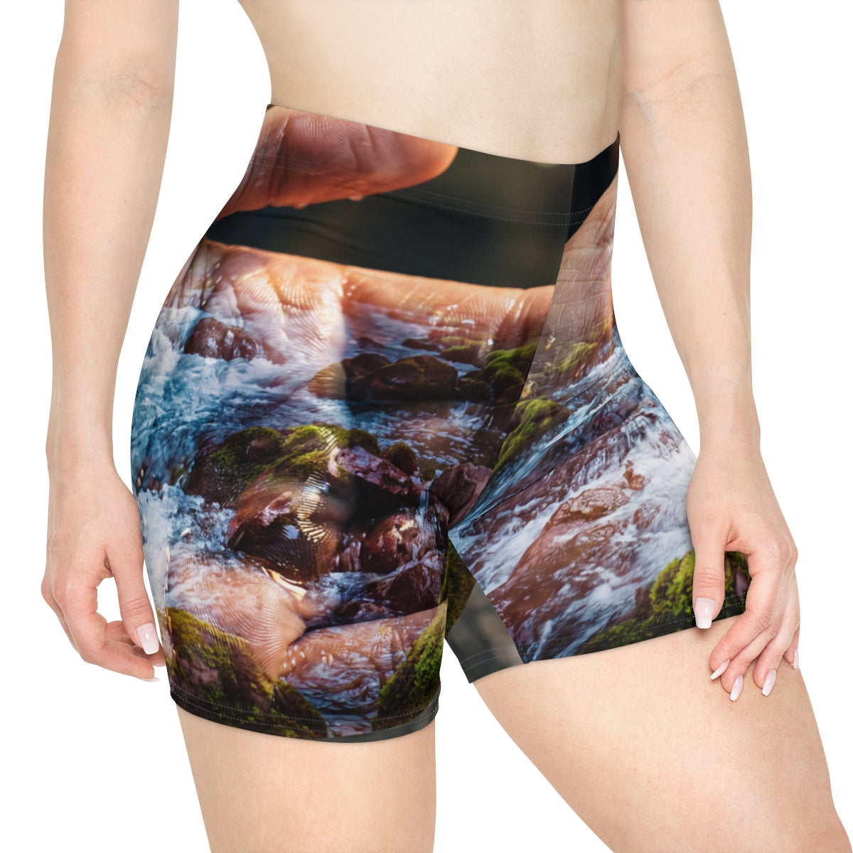 Women's Biker Shorts with Surreal River Art