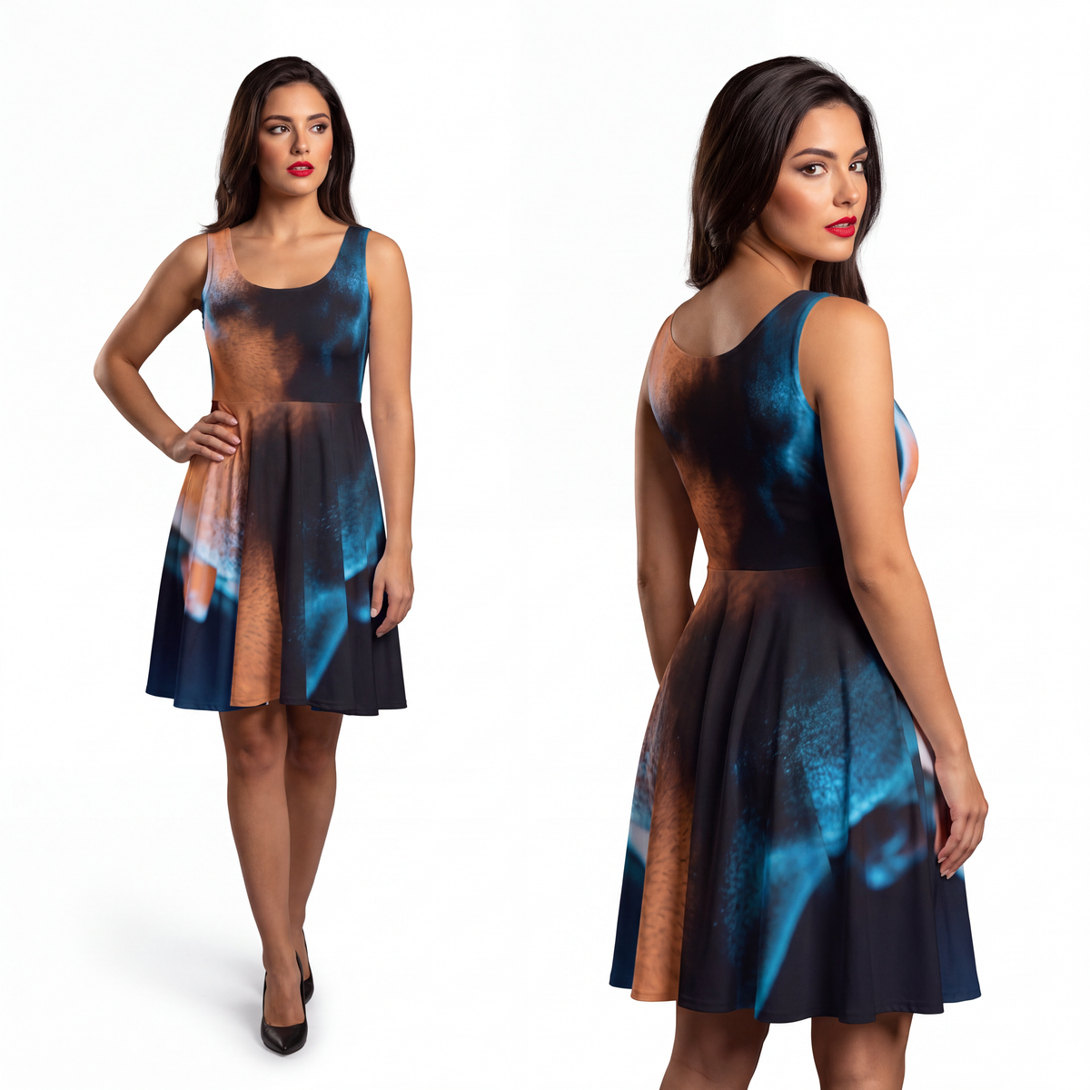 Women's Skater Dress - Neon Horizon Portrait | Echovira...