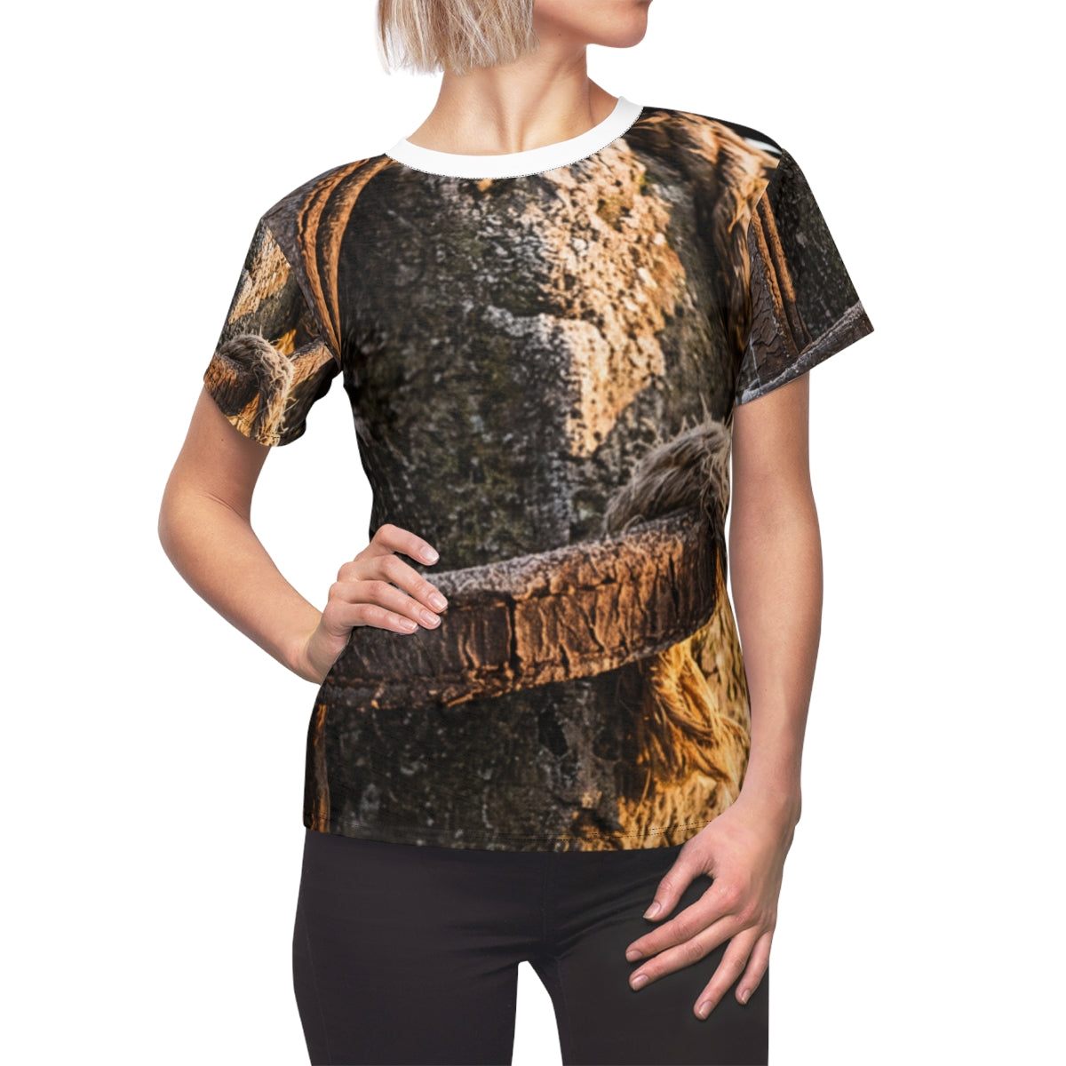 Women's Cut & Sew Tee with Weathered Leather Art