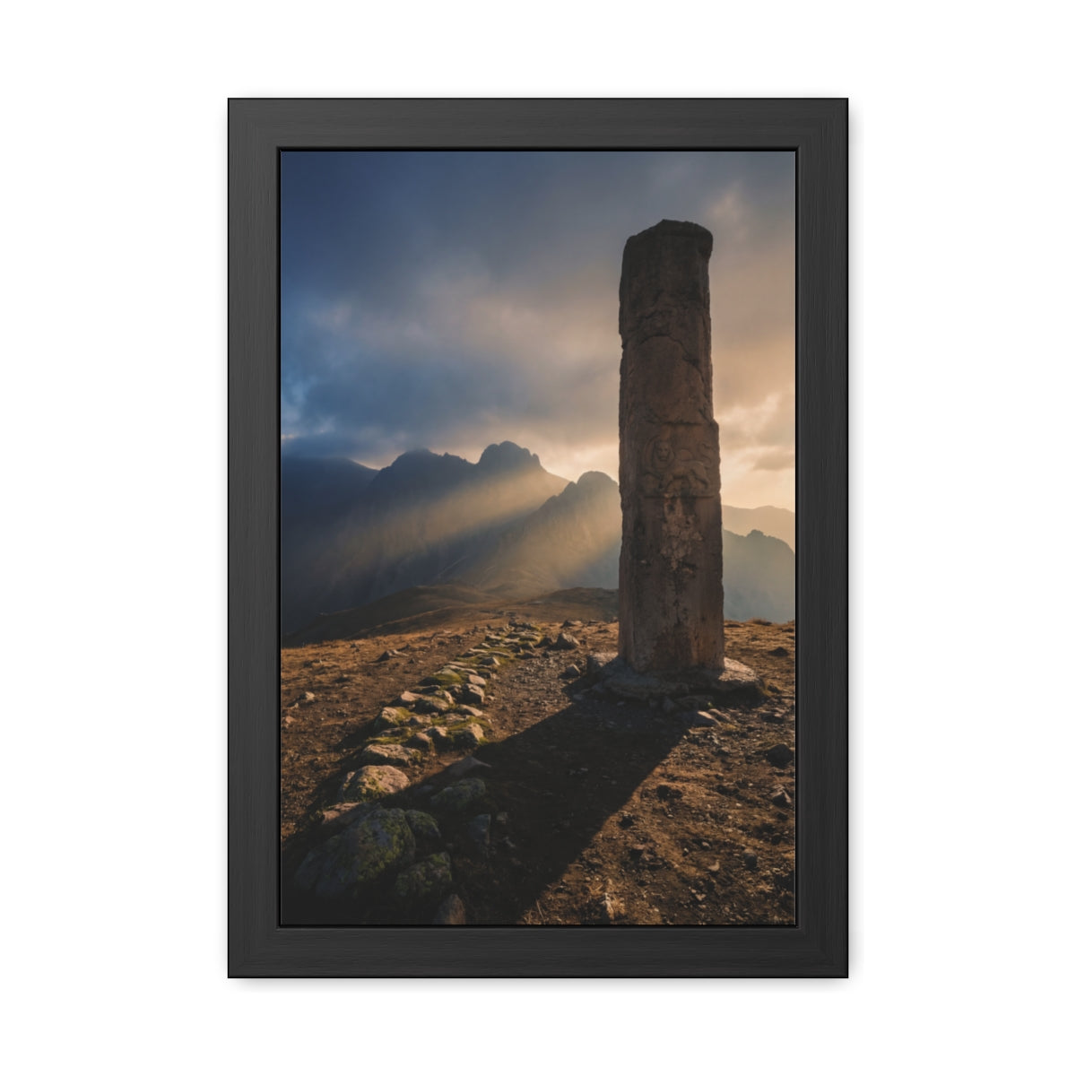 Framed Poster - Ancient Lion & Sun — Portrait