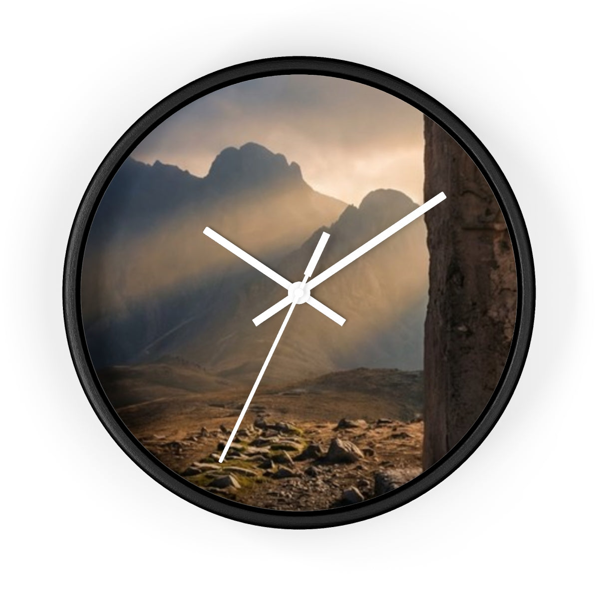 Wall Clock - Mystic Monolith Ancient Persian Mountain Art |...