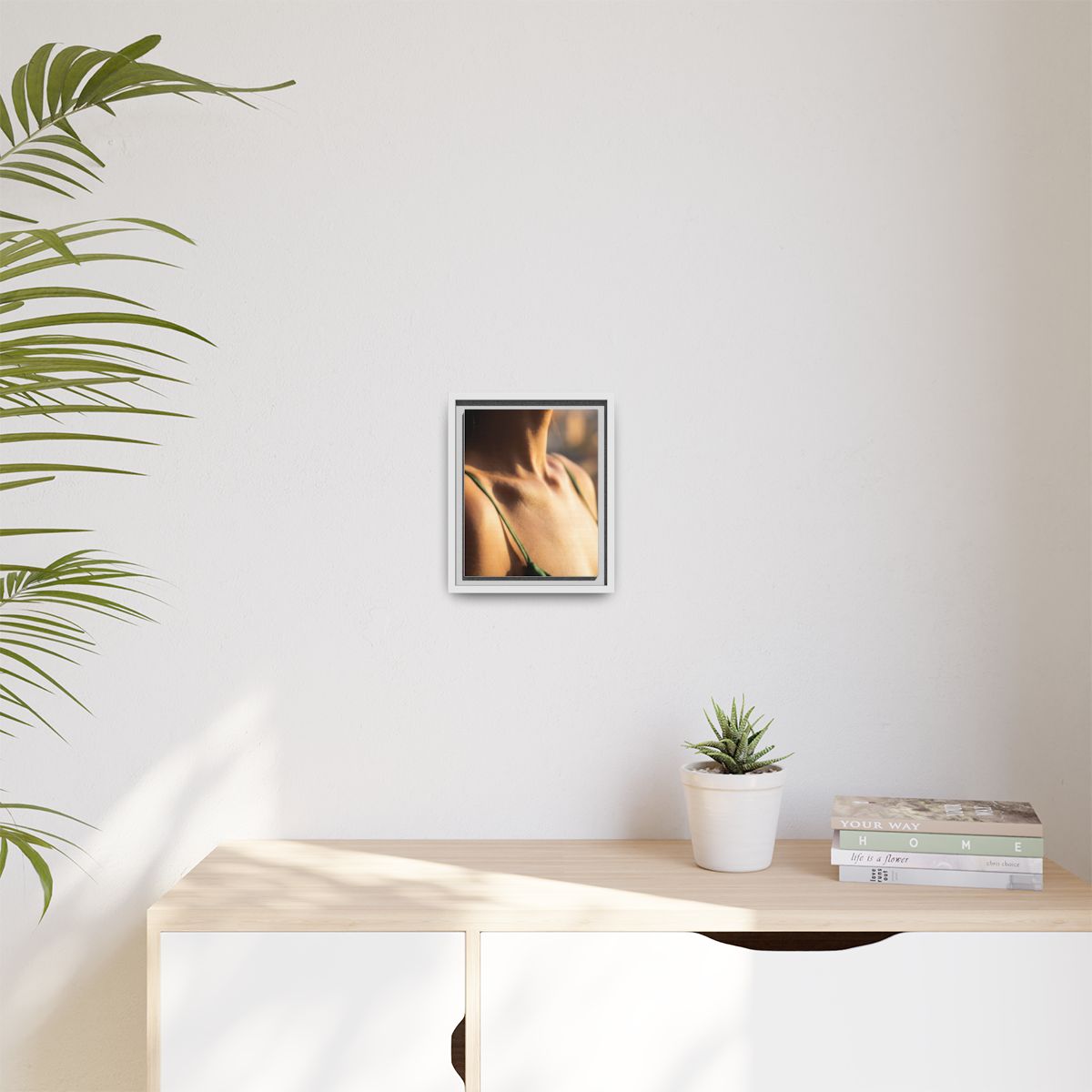 Golden Hour Matte Canvas - Framed Sunset Wall Art — White /...