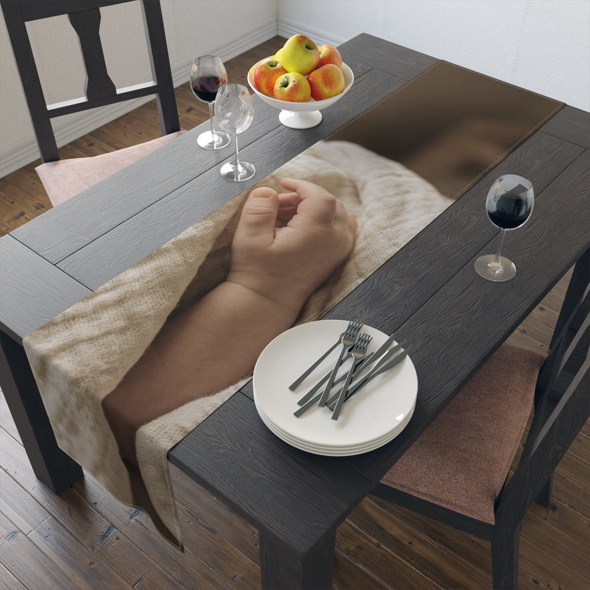 Table Runner - Organic Muslin Texture