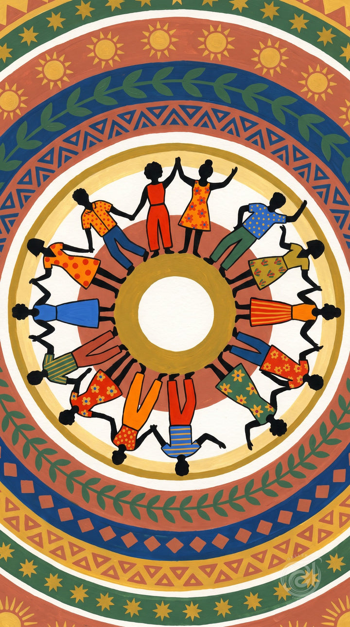 Digital Print Unity Circle Folk Art Mandala