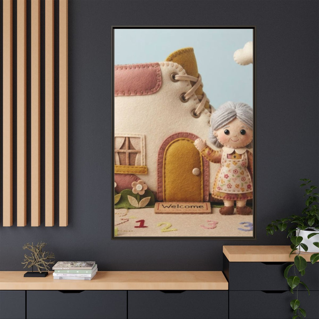 Matte Canvas - Framed Felted Shoe Cottage — Espresso / 1.25"...