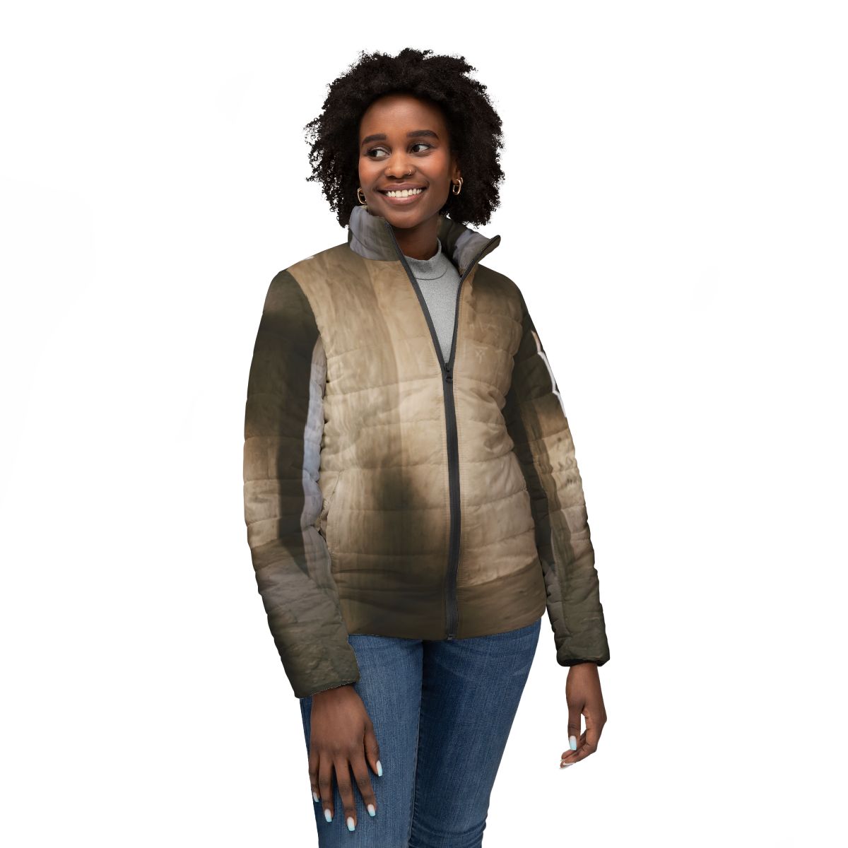 Women's Puffer Jacket - Shadows of the Citadel moody... |...