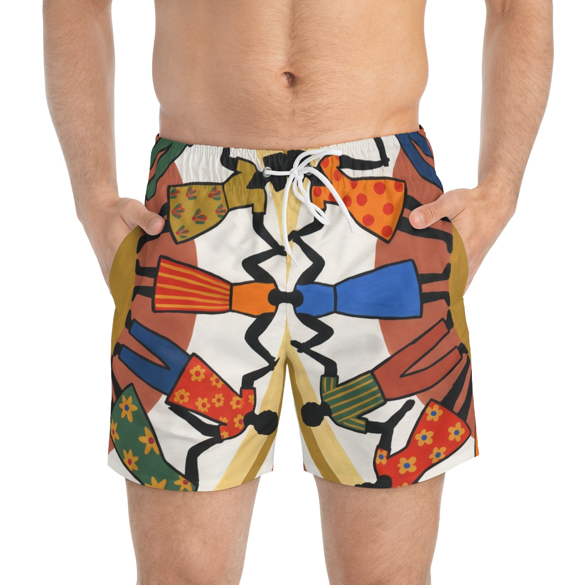 Swim Trunks - Unity Mandala Folk Art | Echovira Gallery