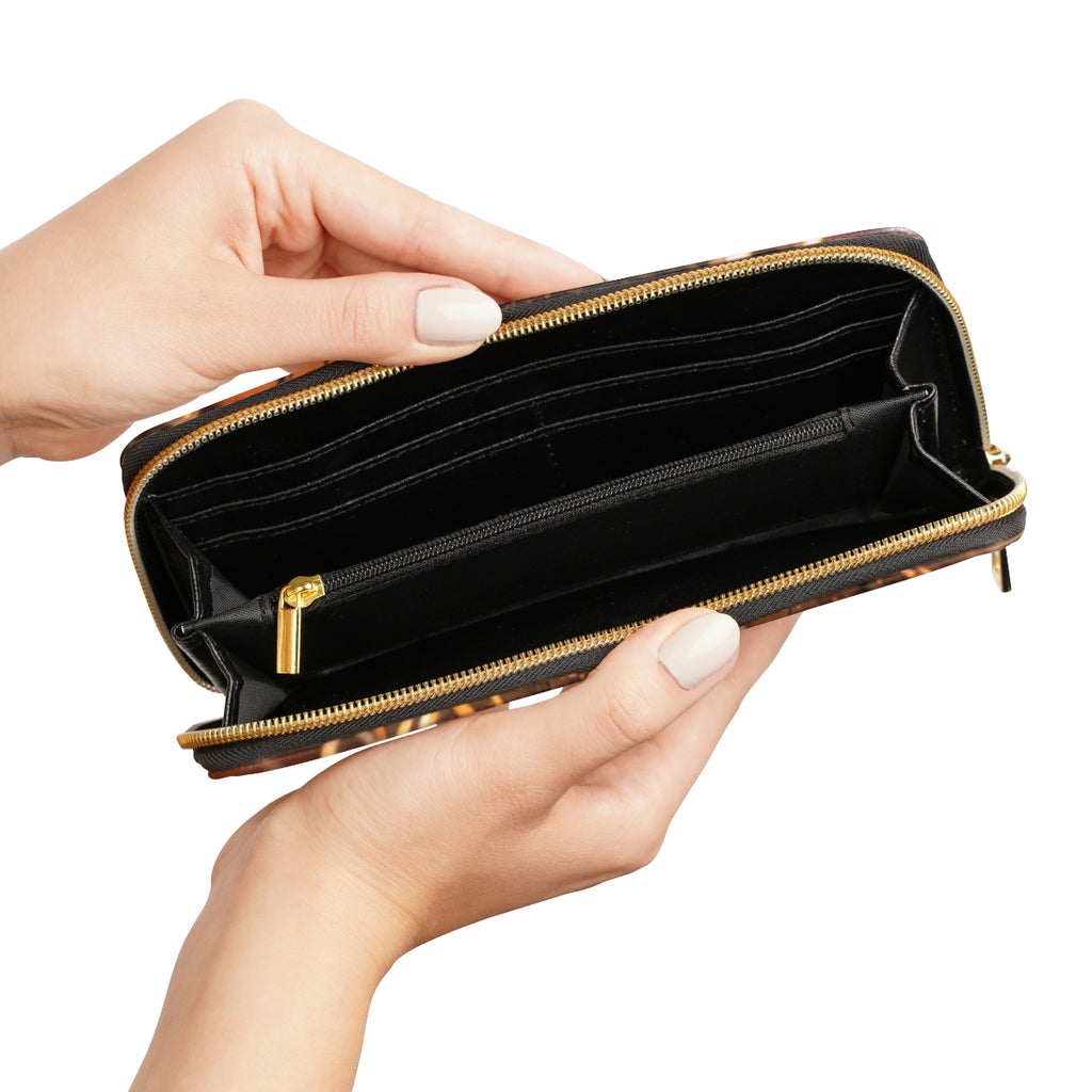 Zipper Wallet - Golden Fracture Shattered Glass Art |...