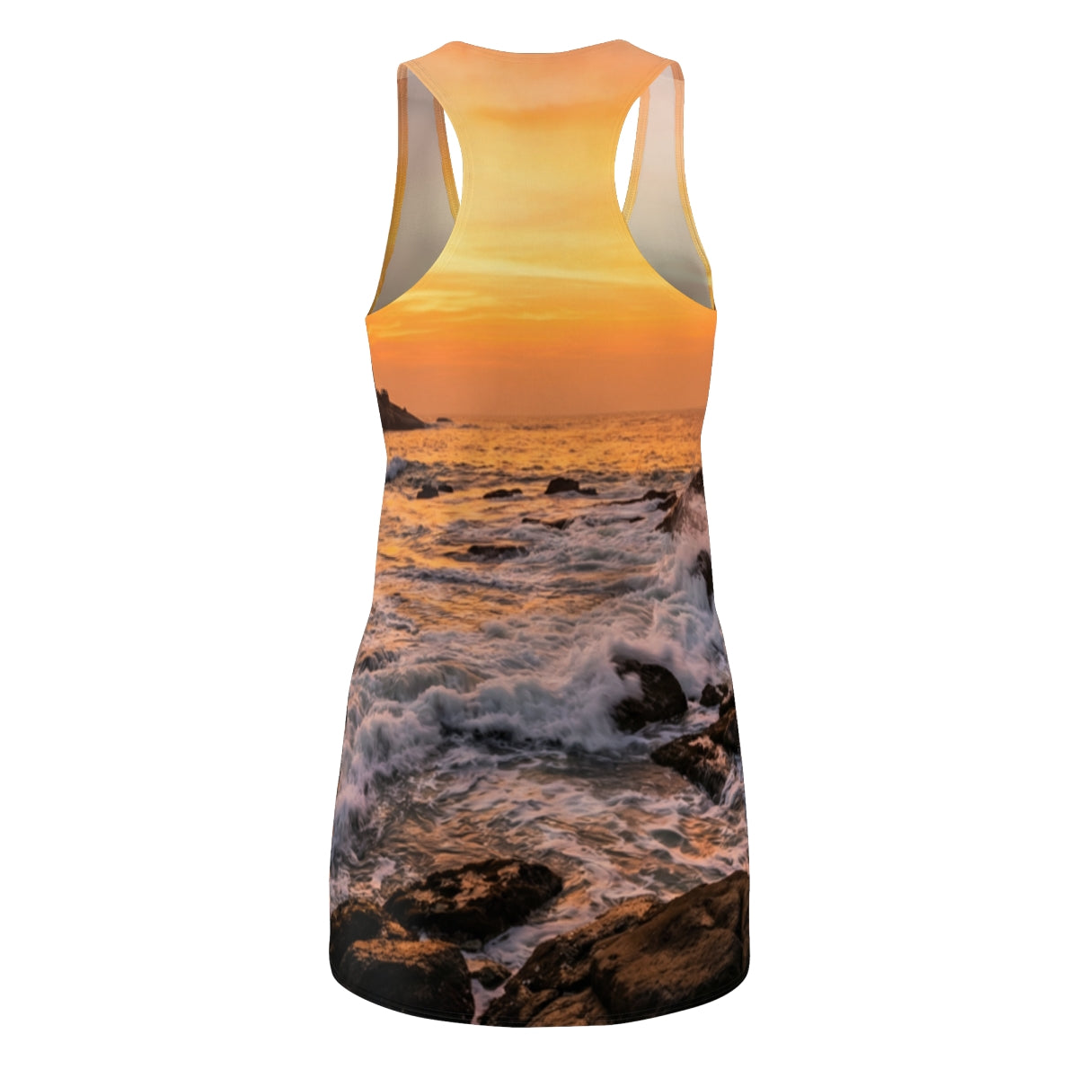 Women's Cut & Sew Racerback Dress - Golden Coastal Elegance