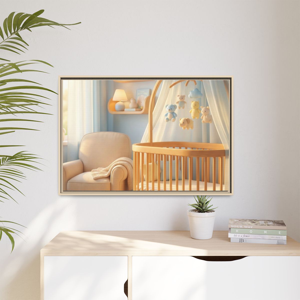 Matte Canvas, Framed - Dreamy Serene Nursery Art — Natural /...