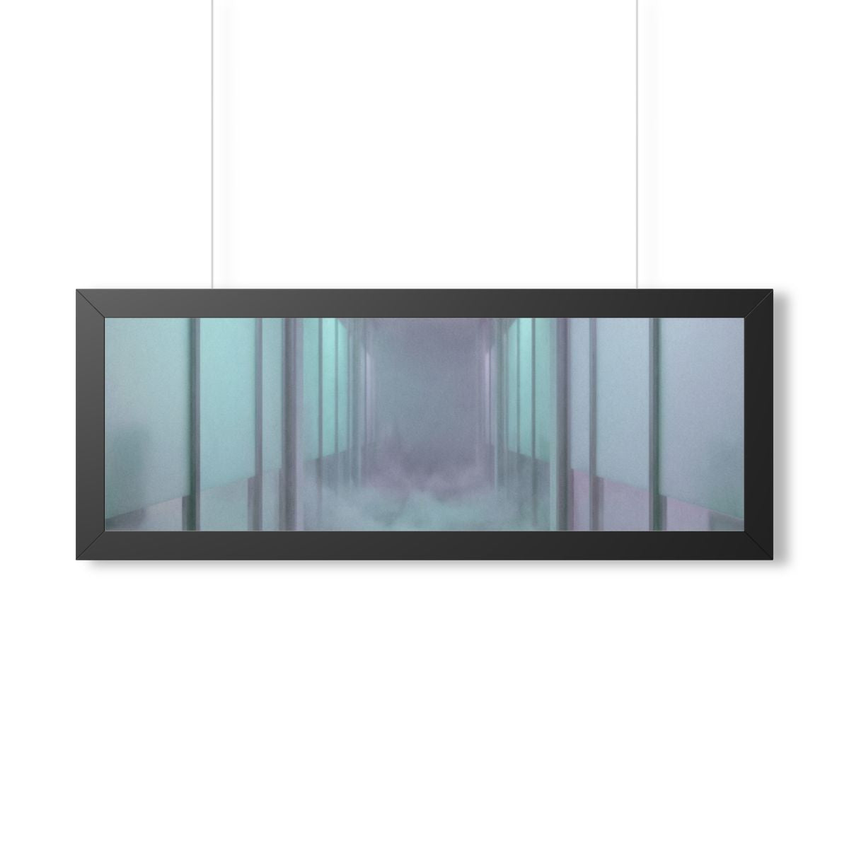 Framed Horizontal Poster - Liminal Corridor Fog Art Print —...