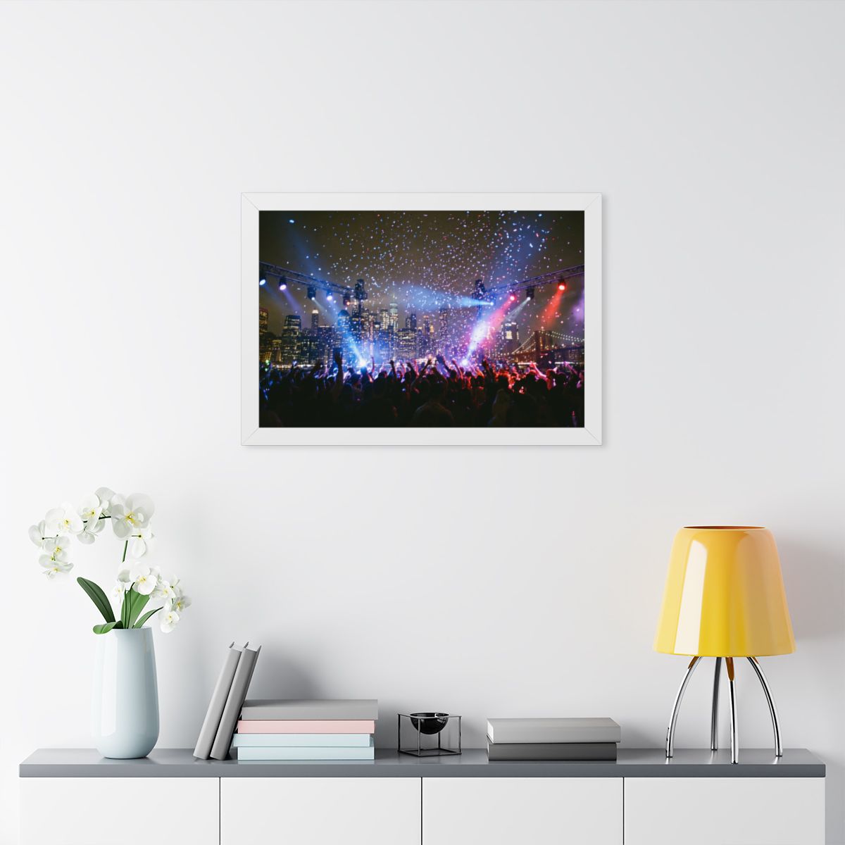 Framed Horizontal Poster - City Skyline Festival Euphoria......