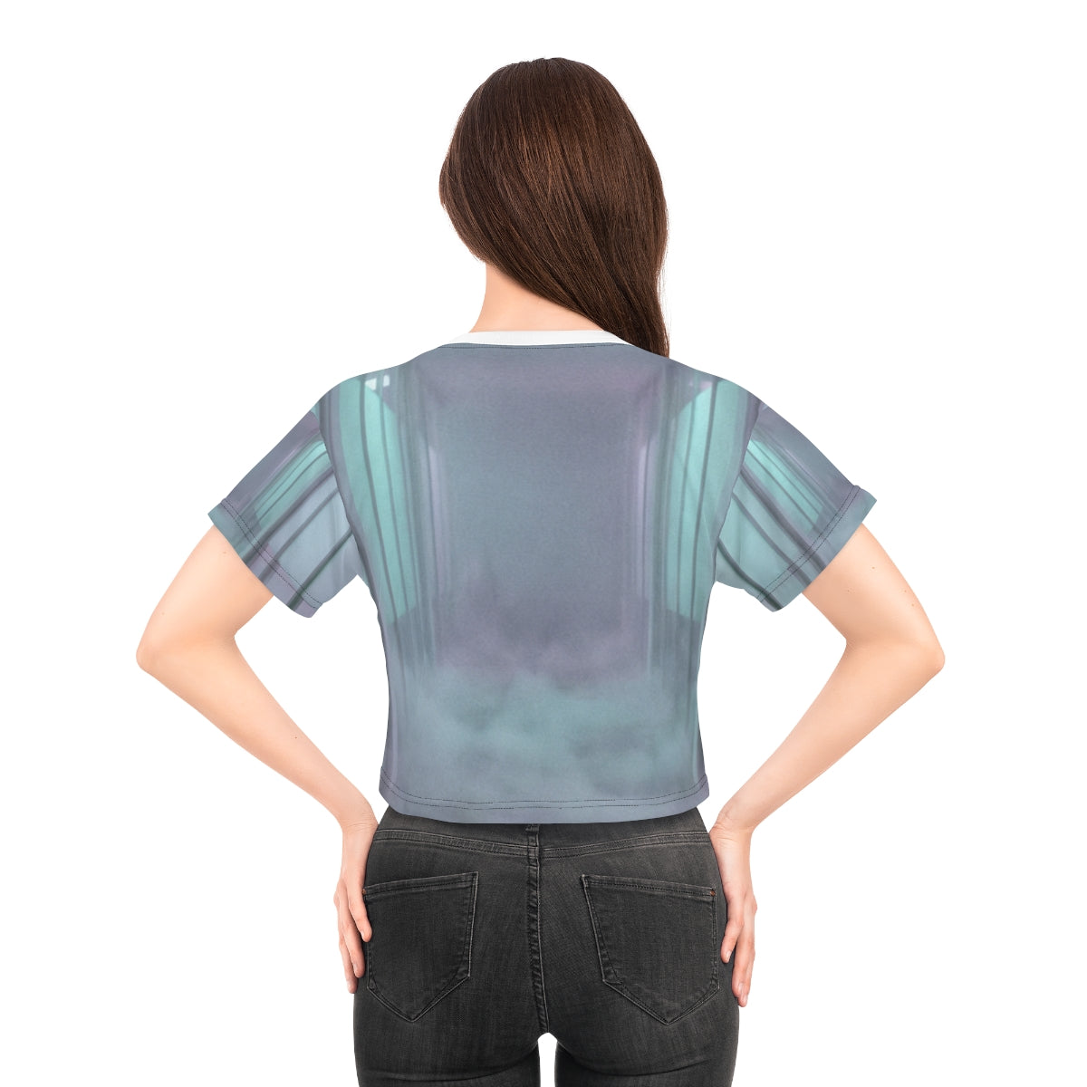 Crop Tee - Liminal Corridor Fog Art Print | Echovira Gallery