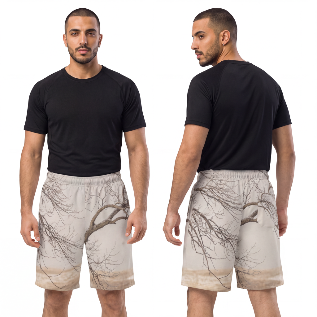 Men's Athletic Long Shorts - Silent Branches Winter... |...