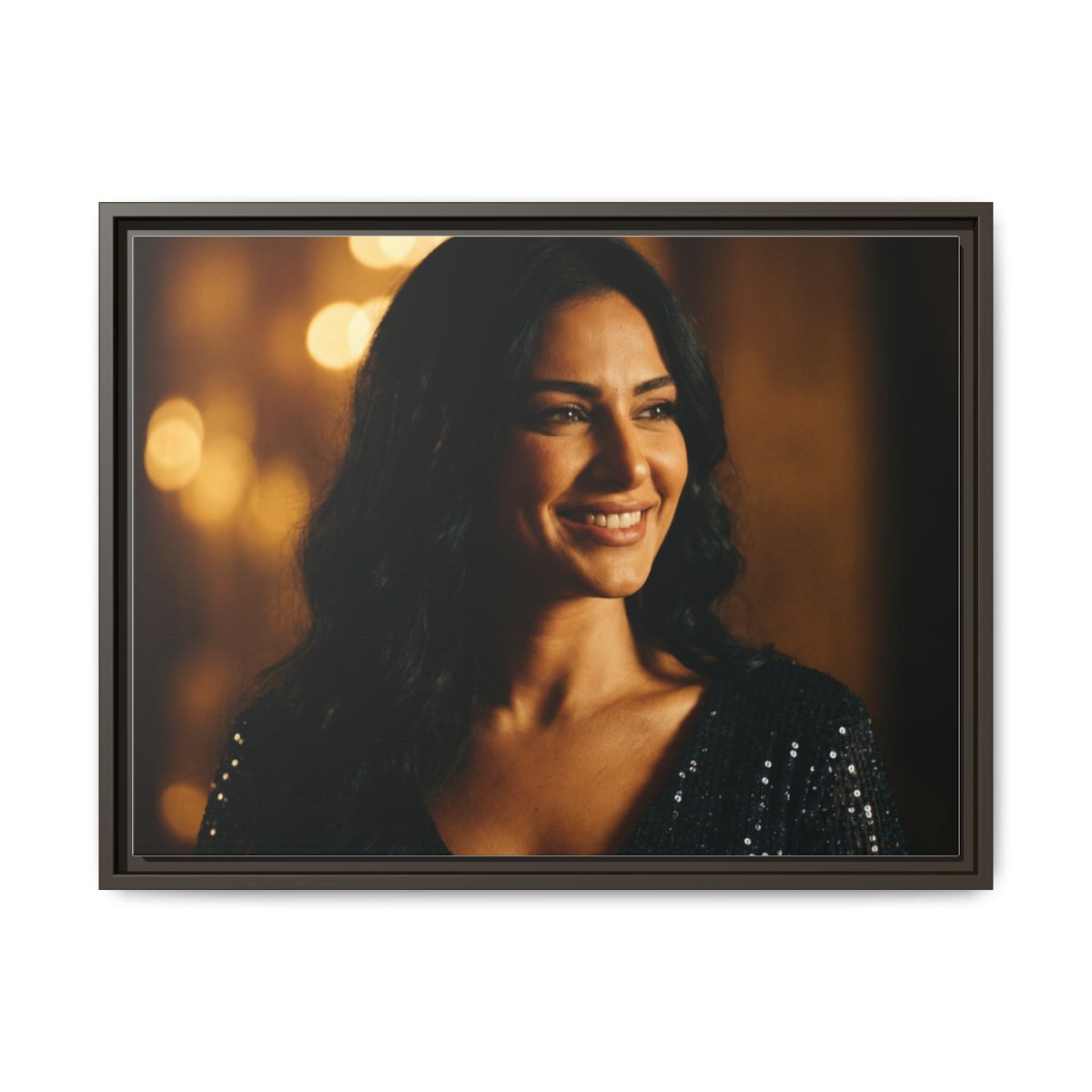 Framed Canvas Art - Golden Glamour — Espresso / 1.25"