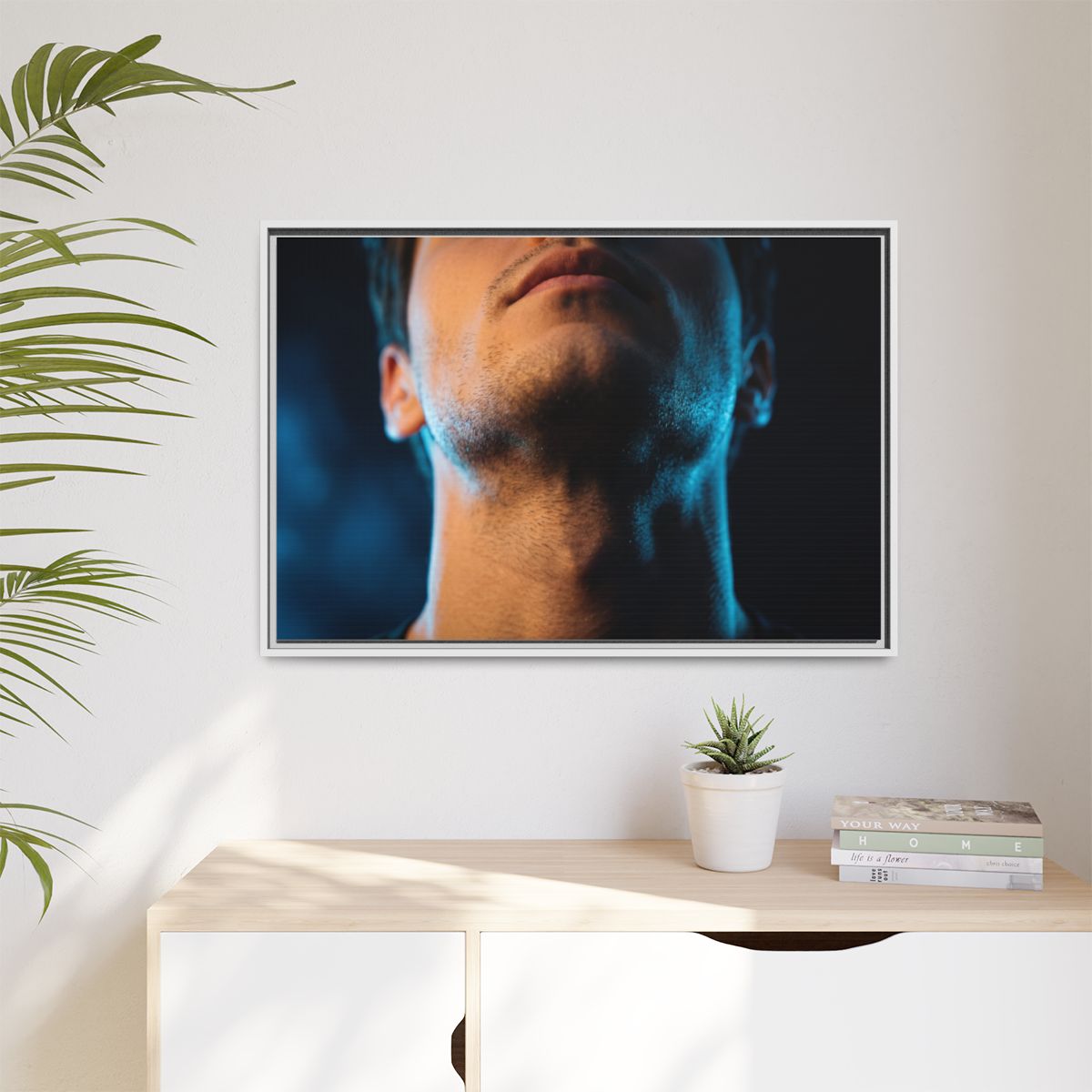 Matte Canvas, Framed - Neon Shadows Cinematic Portrait Art...