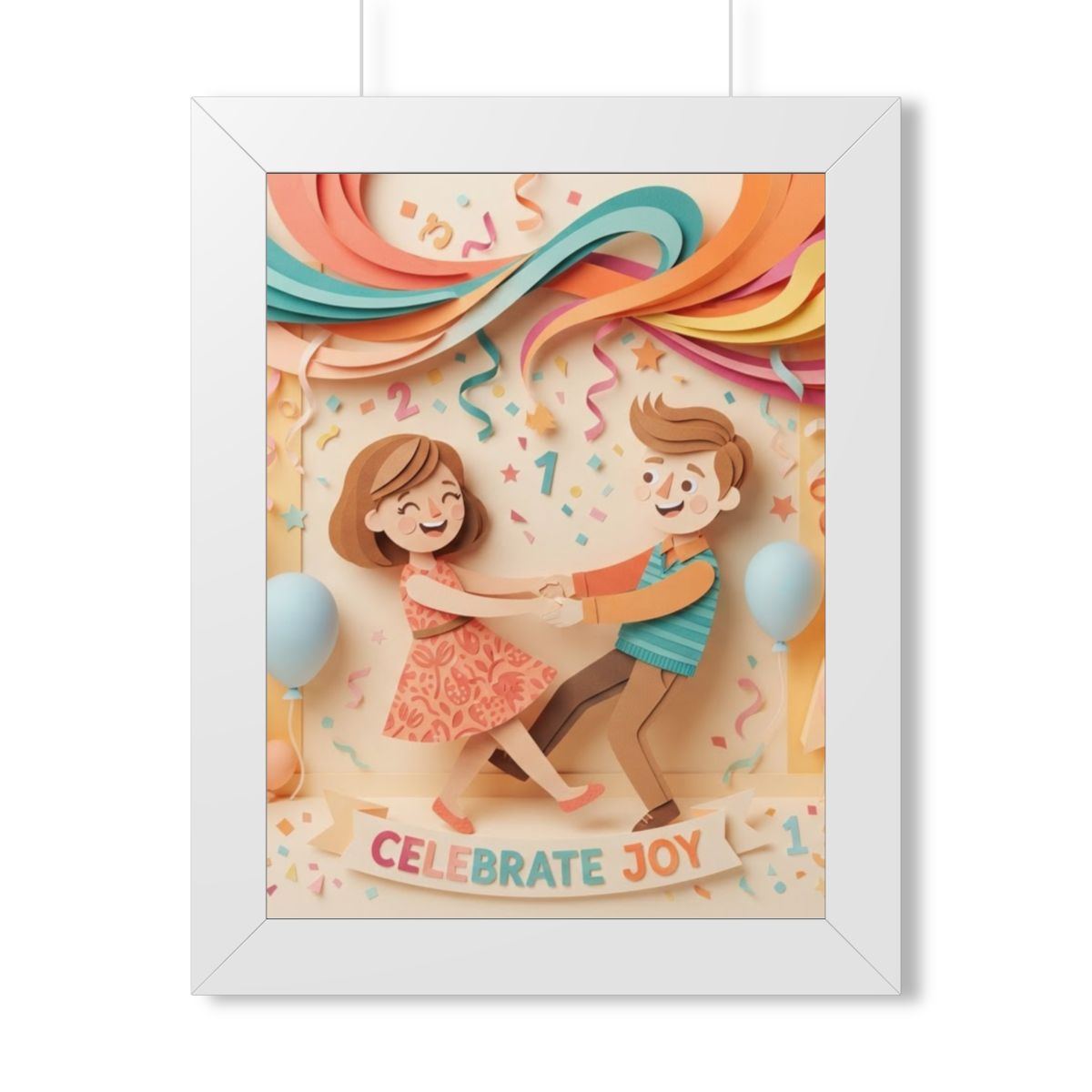 Framed Vertical Poster - Celebrate Joy Papercut Art... |...