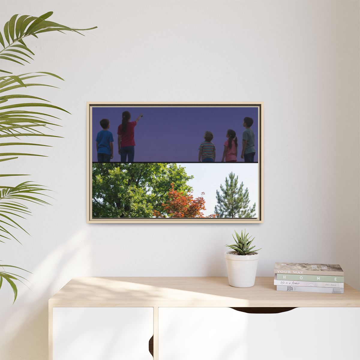 Matte Canvas, Framed - Stardust & Forest Discovery — Natural...