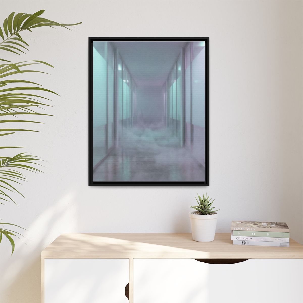 Matte Canvas, Framed - Liminal Corridor Fog Art Print —... |...
