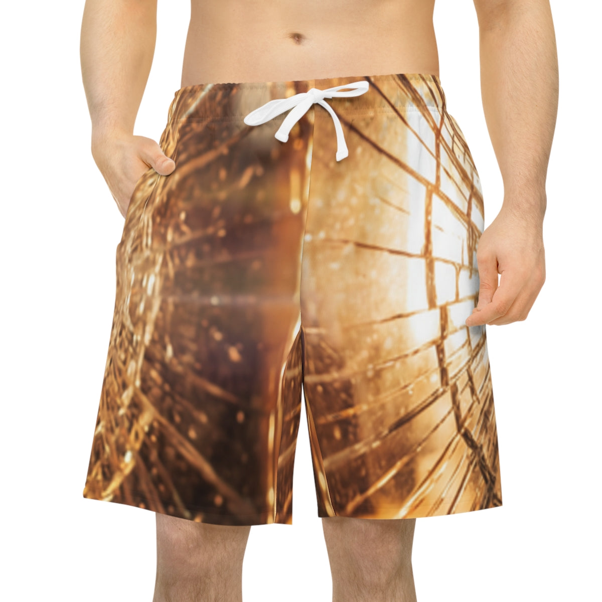 Athletic Long Shorts - Fractured Amber Glow | Echovira...