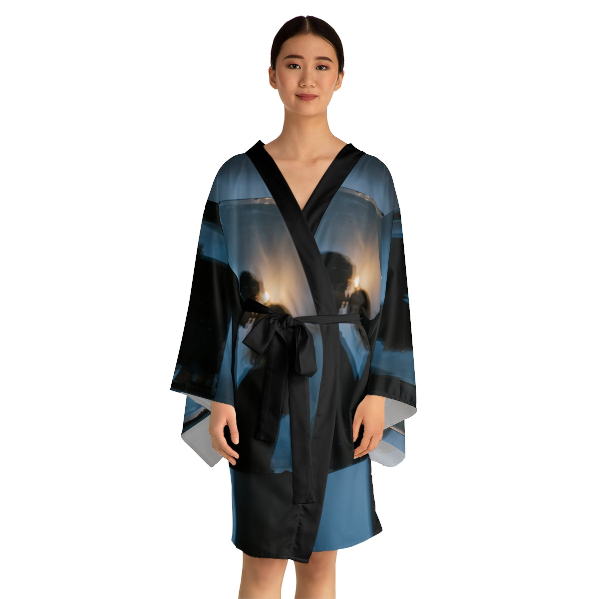 Midnight Reflections Robe - Moody Kimono Sleepwear |...