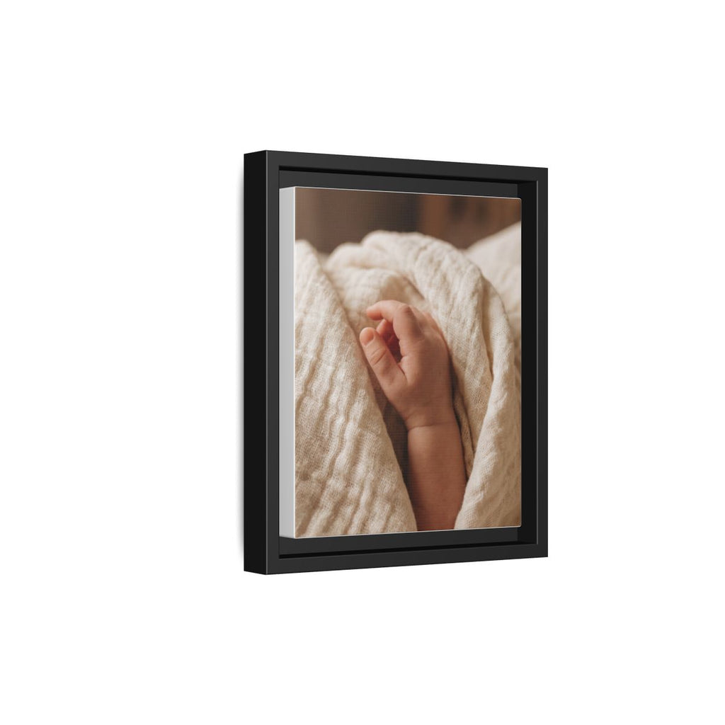 Framed Matte Canvas - Tender Newborn Hand (8×10, 9×12, 11×14, 12×16, 10×20, 12×18, 16×20, 16×24, 18×24, 12×36, 20×24, 16×32, 20×30, 24×30, 24×32, 16×48, 24×36, 24×48, 30×40, 20×60, 32×48, 30×60 & 40×60)