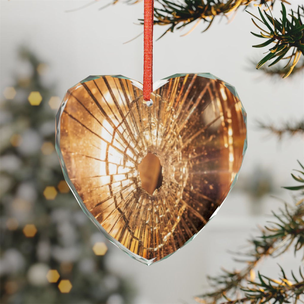 Crystal Glass Ornament - Golden Fracture Broken Glass Art |...