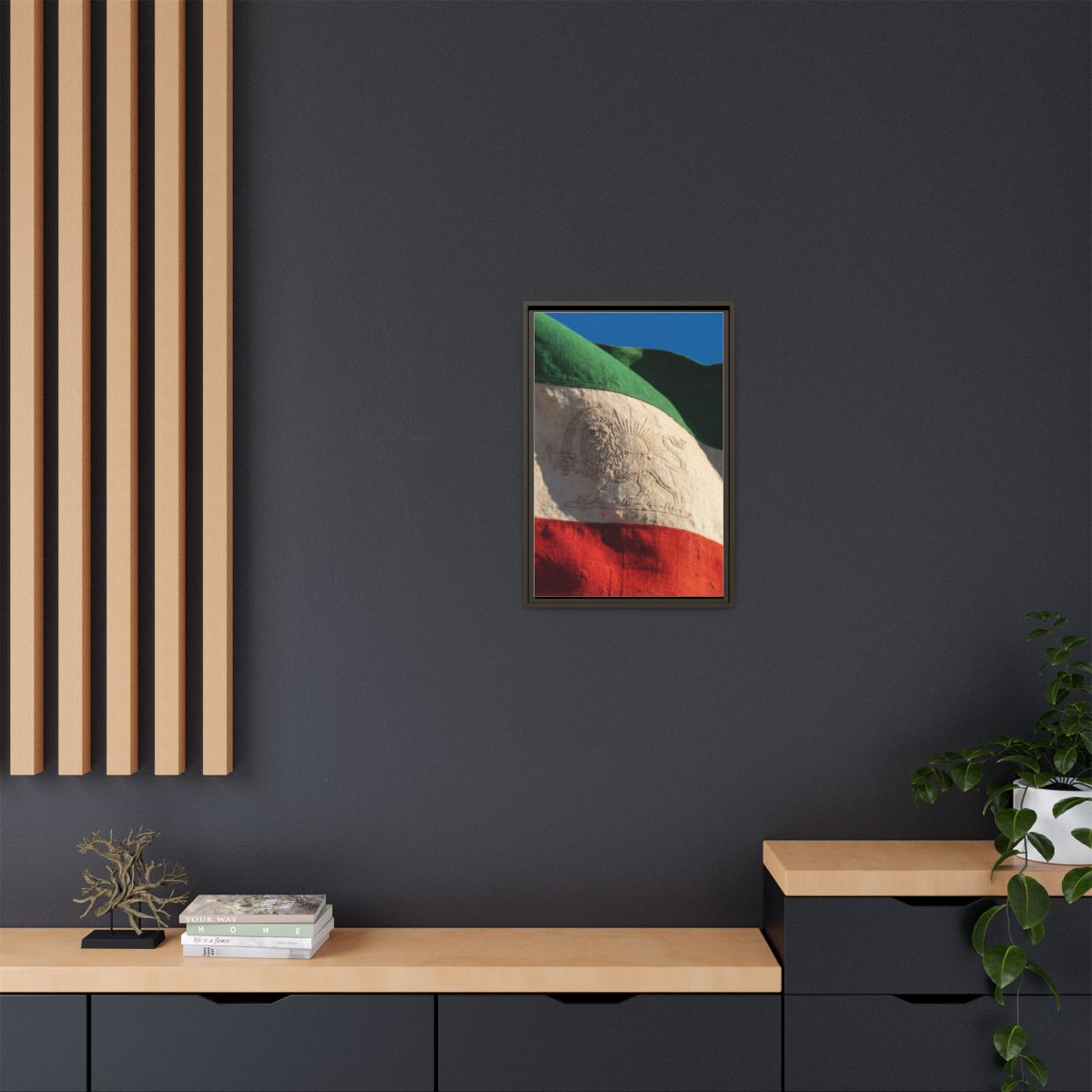 Framed Canvas Art - Distressed Flag — Espresso / 1.25"