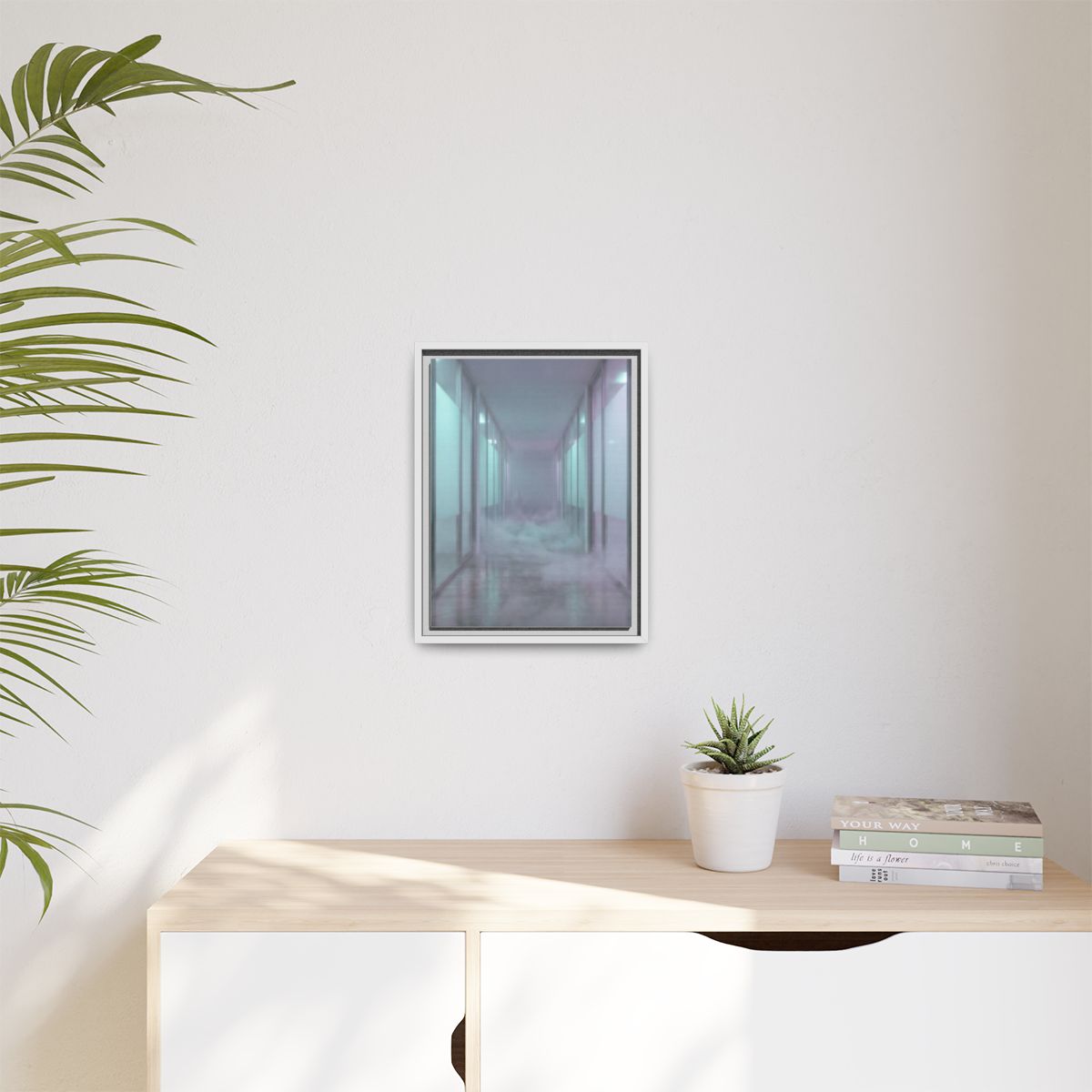 Matte Canvas, Framed - Liminal Corridor Fog Art Print —... |...