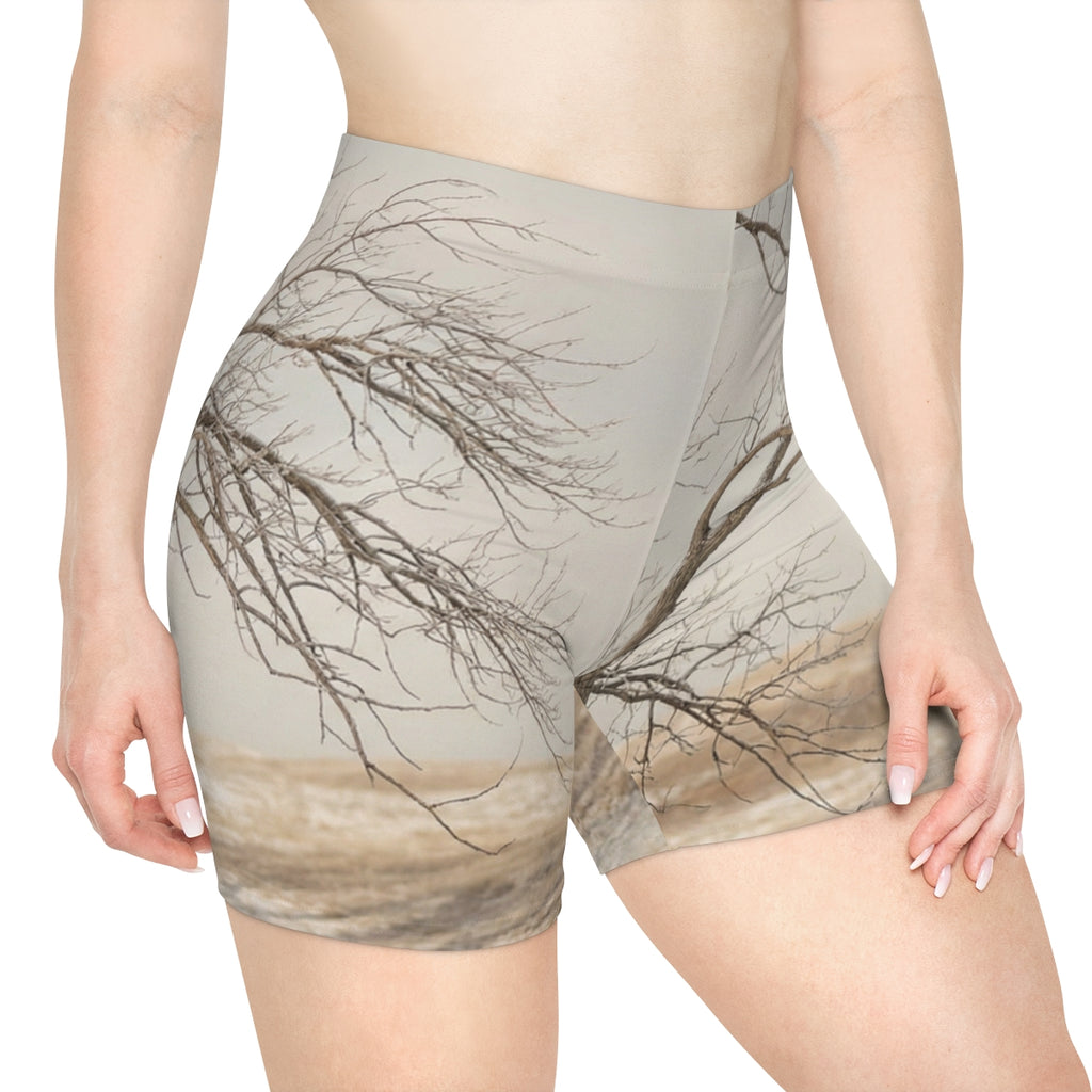 Women's Biker Shorts - Winter Branch Solitude Landscape |...