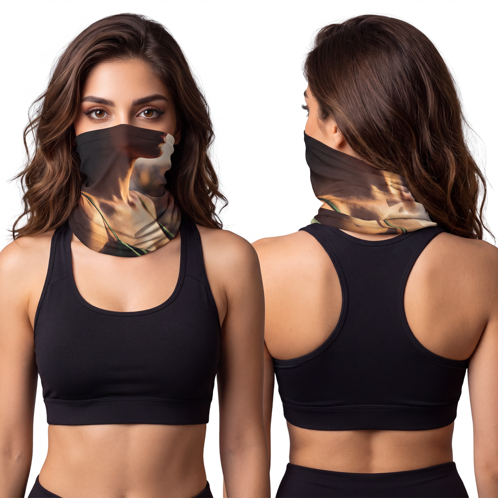 Golden Hour Neck Gaiter - Emerald Sunset Shield | Echovira...