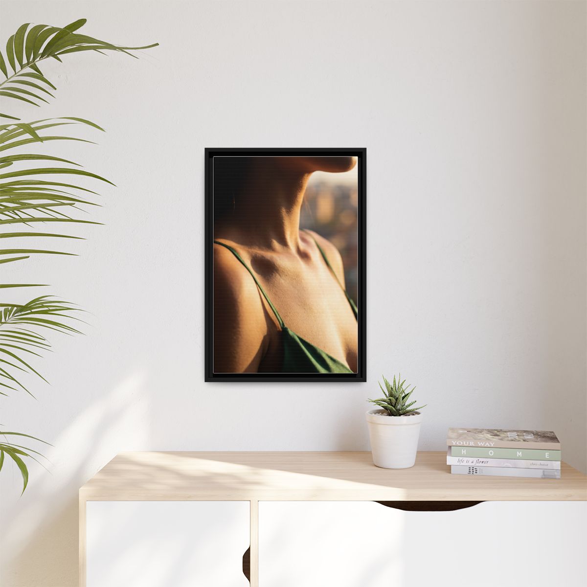 Golden Hour Matte Canvas - Framed Sunset Wall Art — Black /...