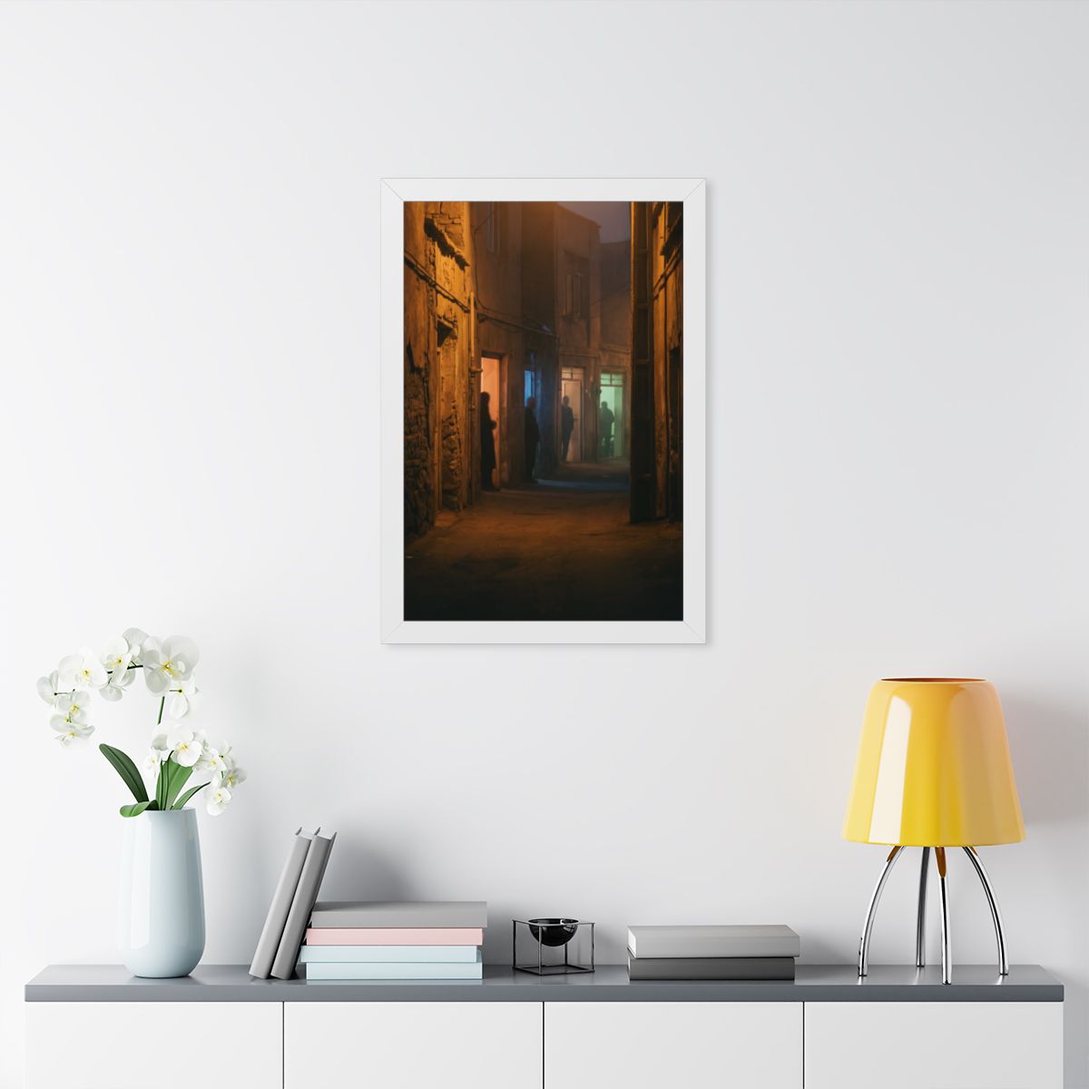 Framed Vertical Poster - Shadowed Alleyway Mystery Art Print...