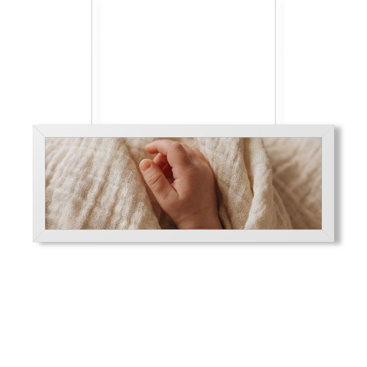 Framed Horizontal Poster - Tender Newborn Hand in Soft... |...