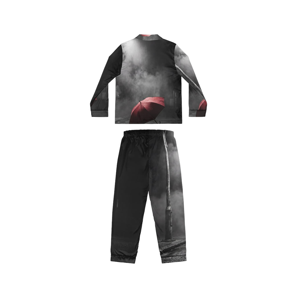 Women's Satin Pajamas Red Umbrella Noir Art