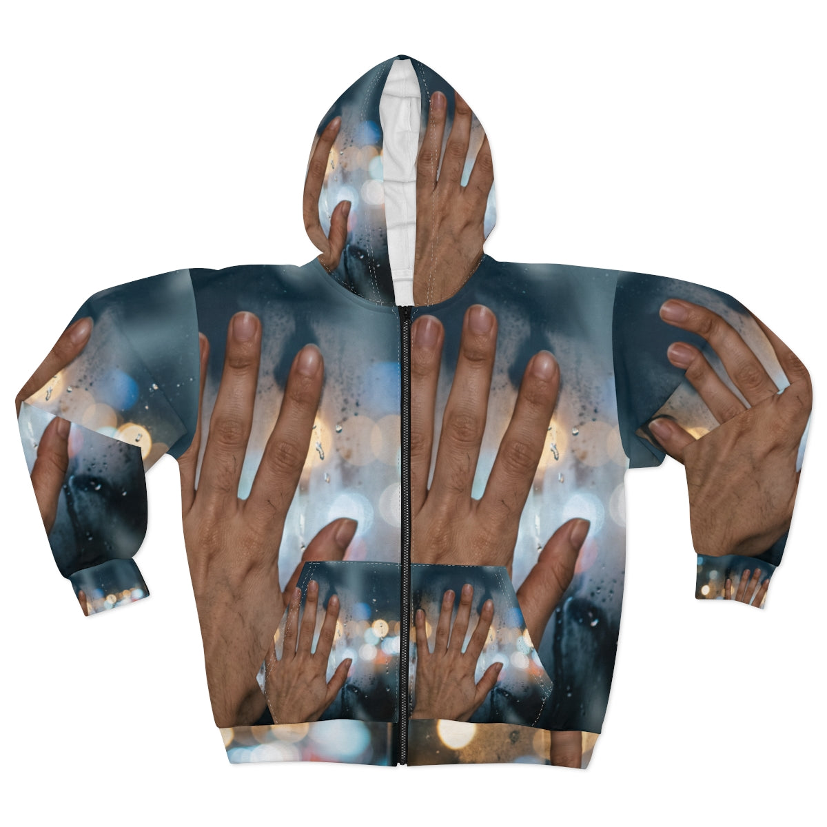 Men's Unisex Zip Hoodie Rainy City Window