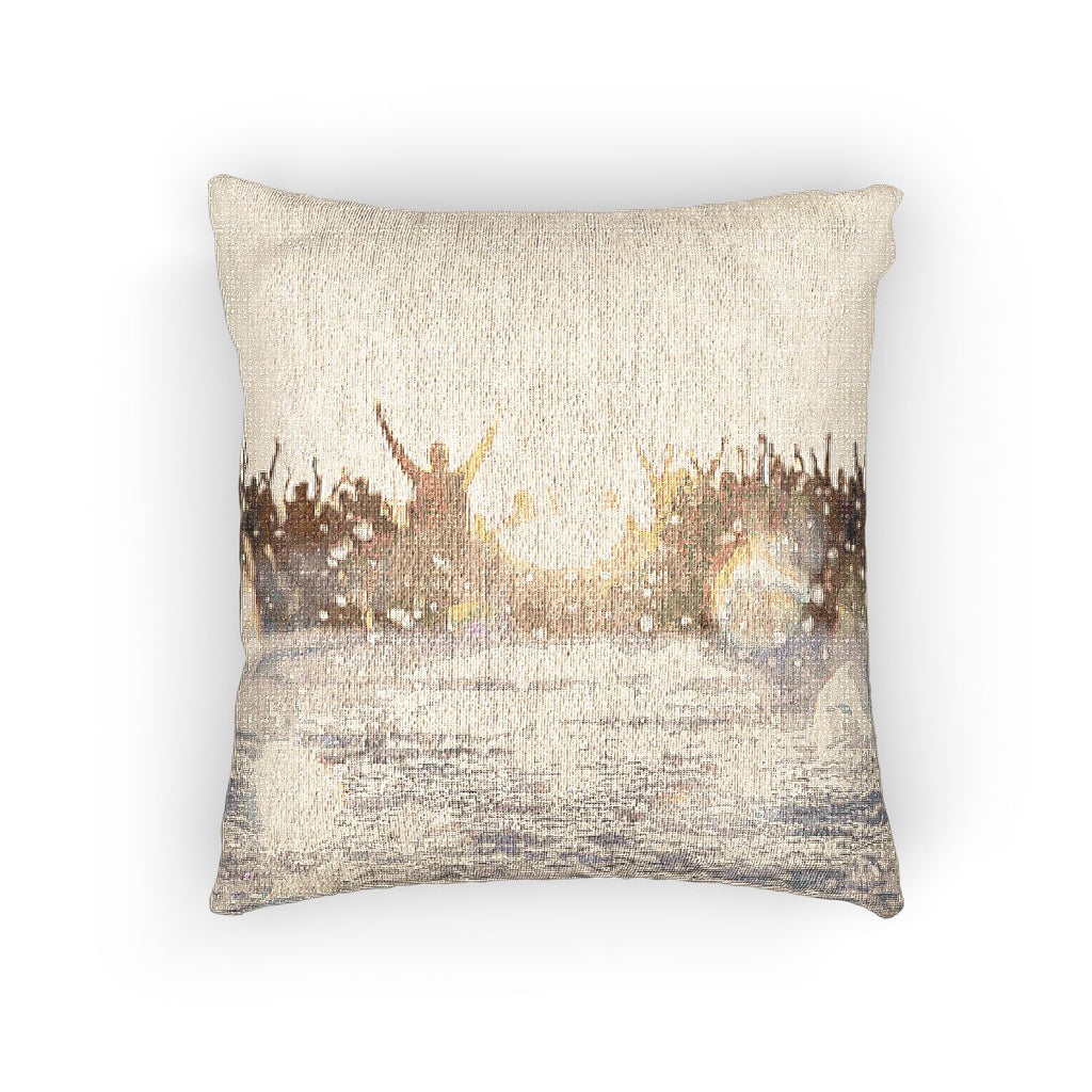 Woven Pillow with Golden Hour Crowd Art