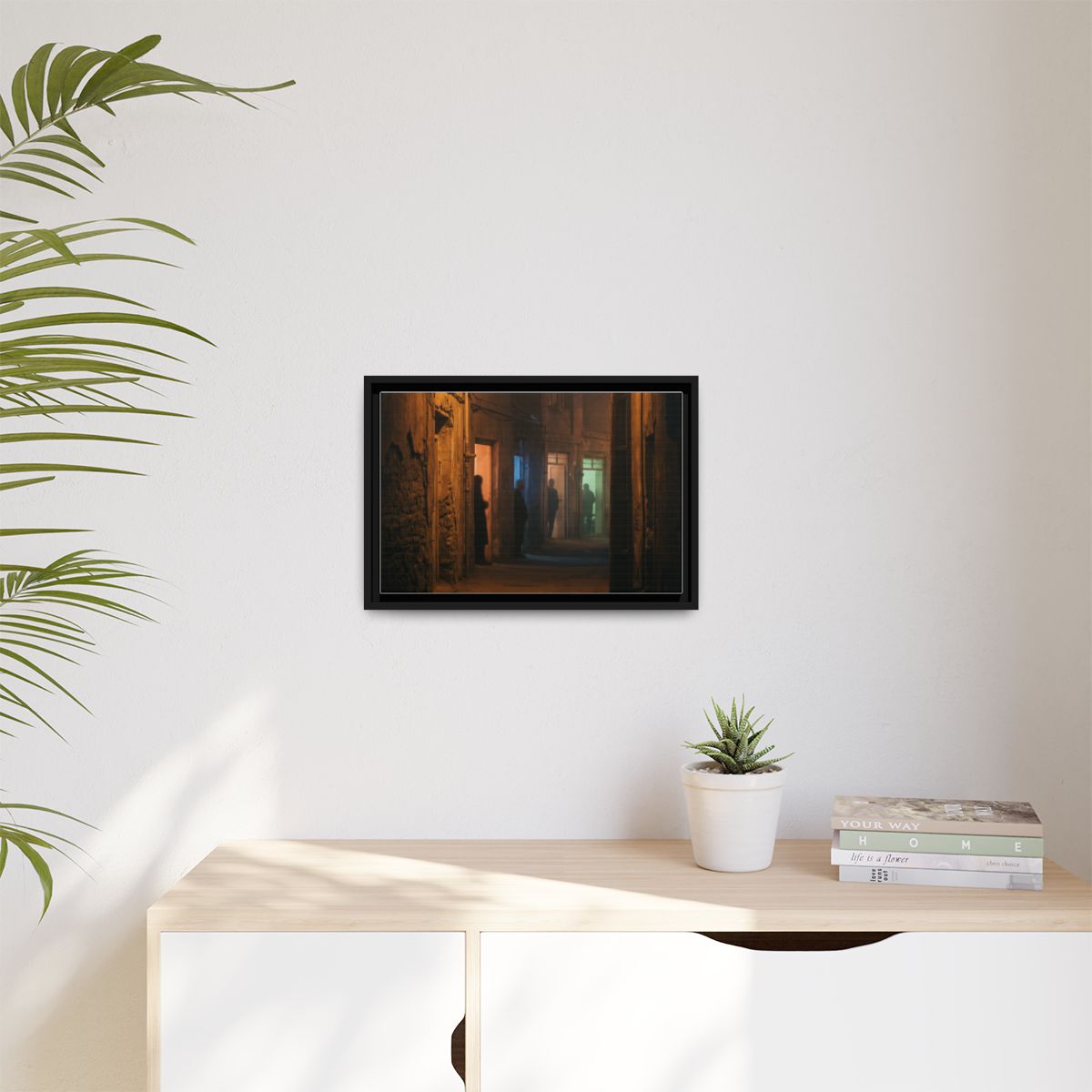 Matte Canvas, Framed - Shadowed Alleyway Mystery Art Print...