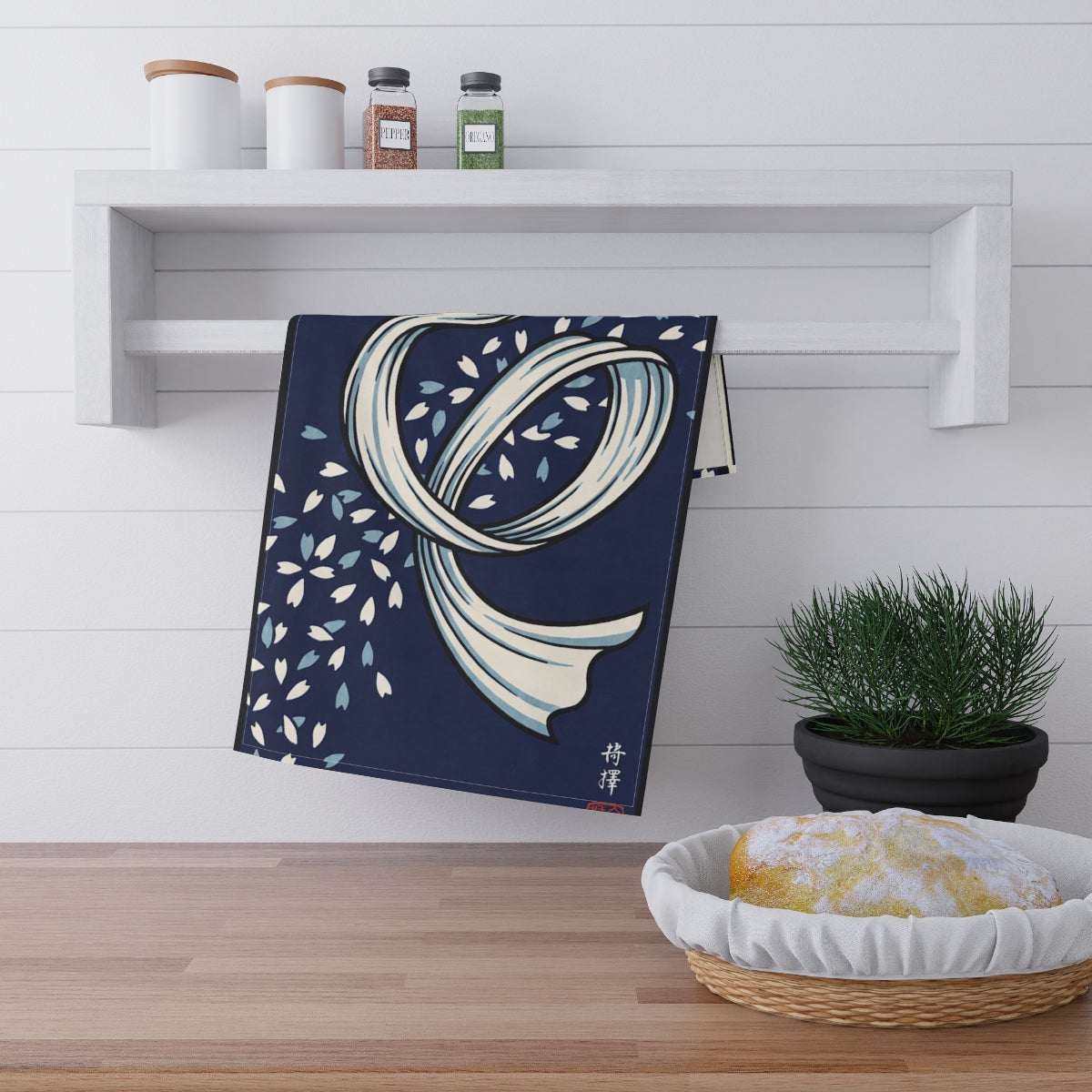 Tea Towels - Indigo Ribbon Japanese Ukiyo-e Art | Echovira...