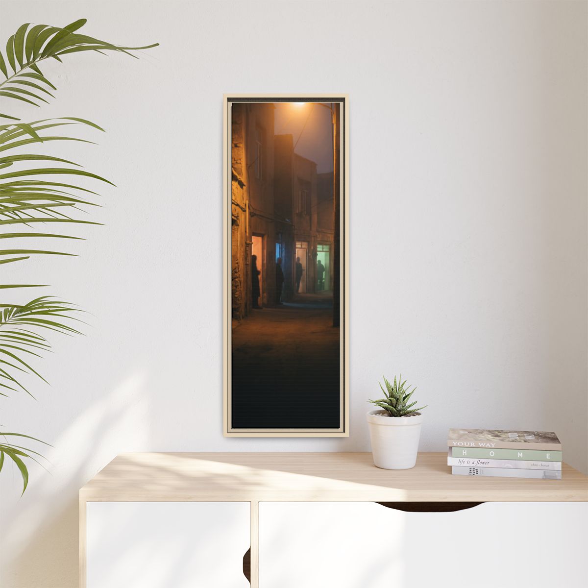 Matte Canvas, Framed - Shadowed Alleyway Mystery Art Print...