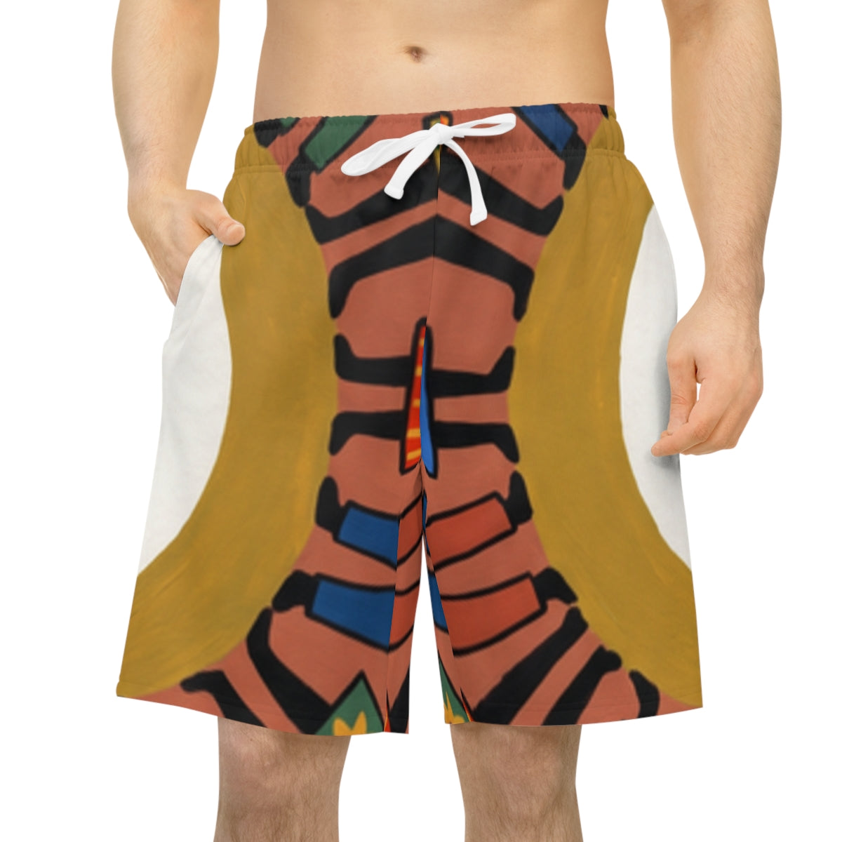 Men's Athletic Long Shorts - Unity Mandala Folk Art |...