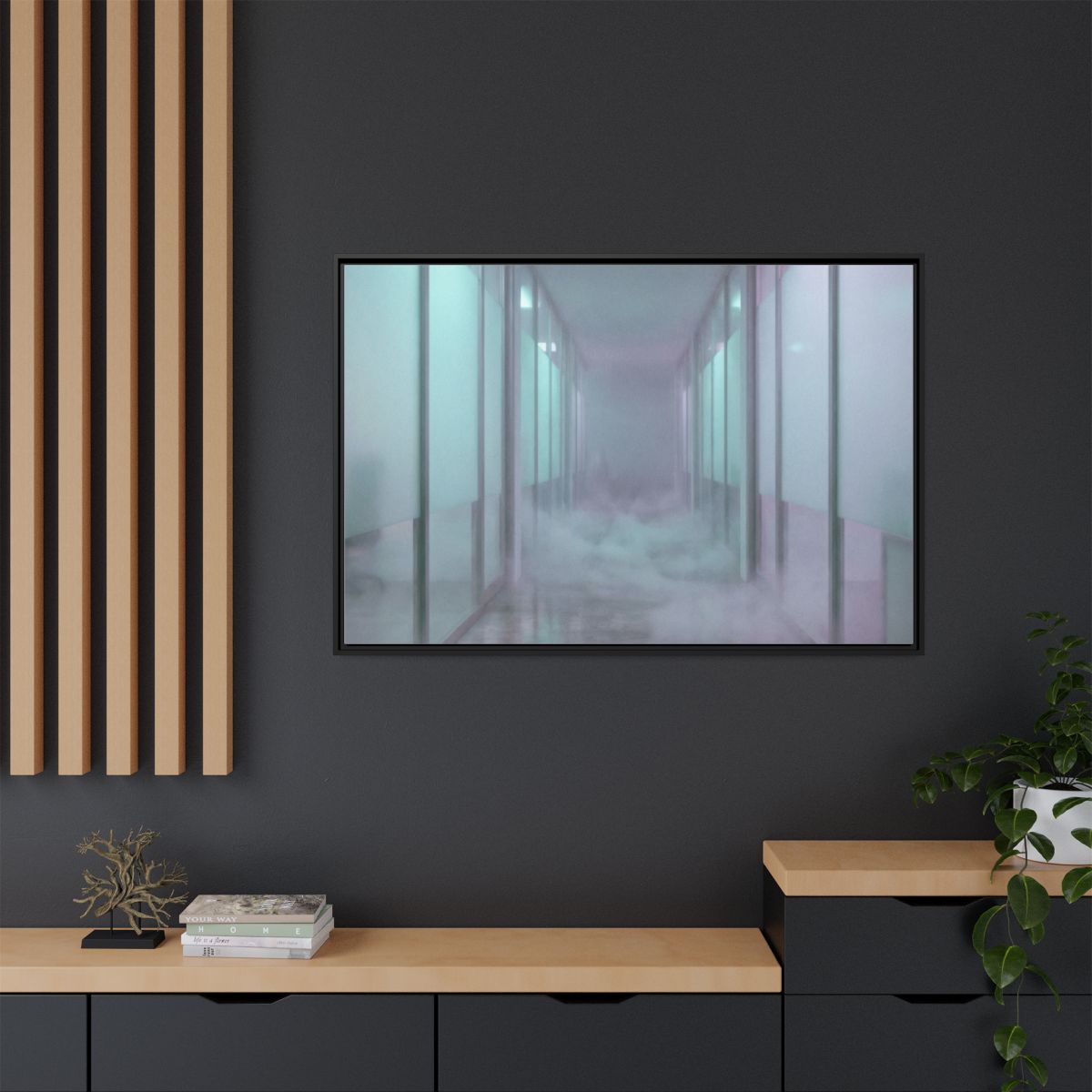 Matte Canvas, Framed - Liminal Corridor Fog Art Print —... |...