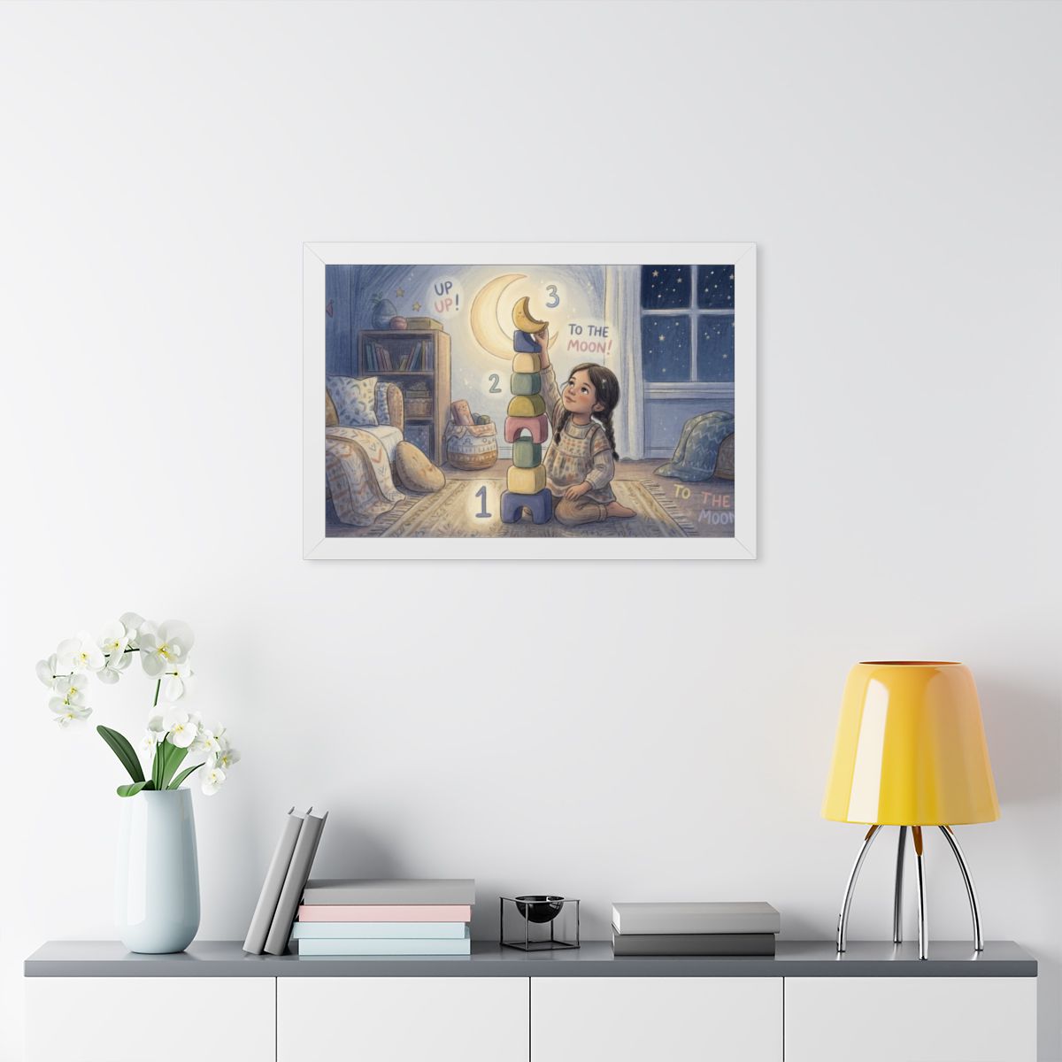 Framed Horizontal Poster - Moonlit Horizon — White (14×11......