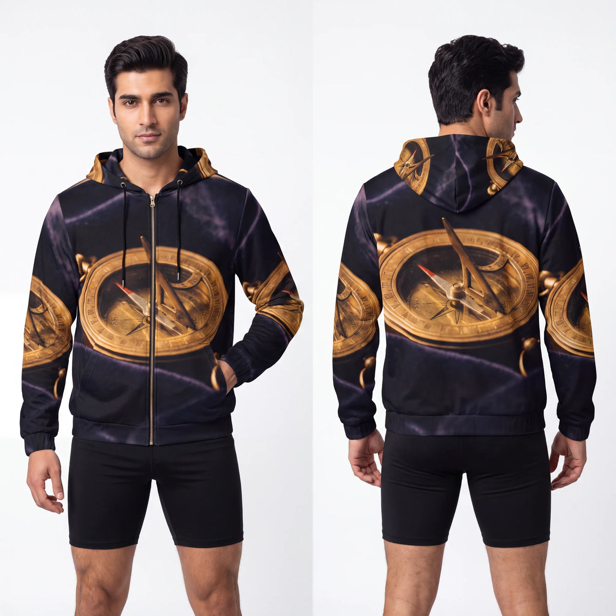 Men's Full-Zip Hoodie - Vintage Brass Sundial