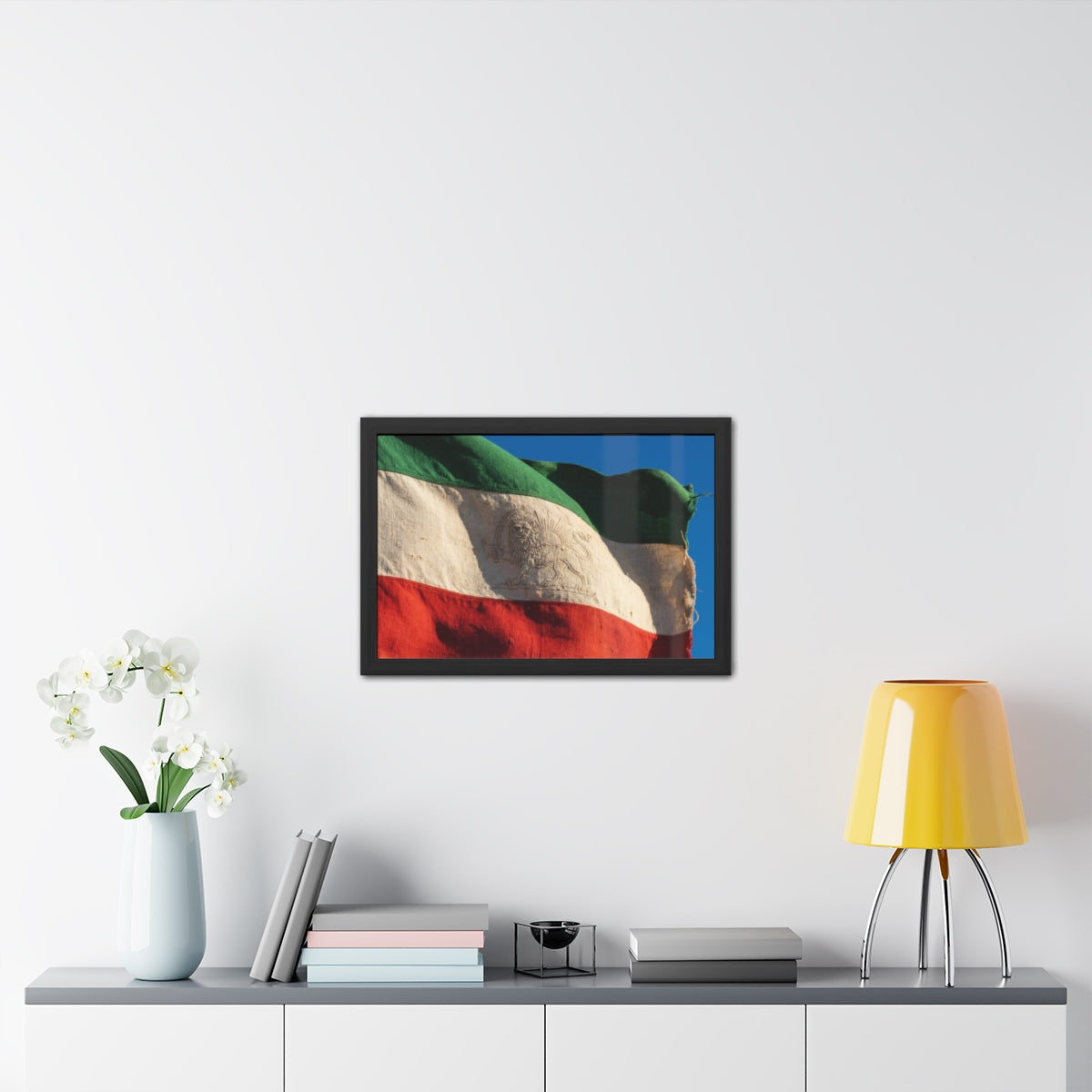 Framed Posters - Vintage Persian Lion and Sun Heritage Flag...