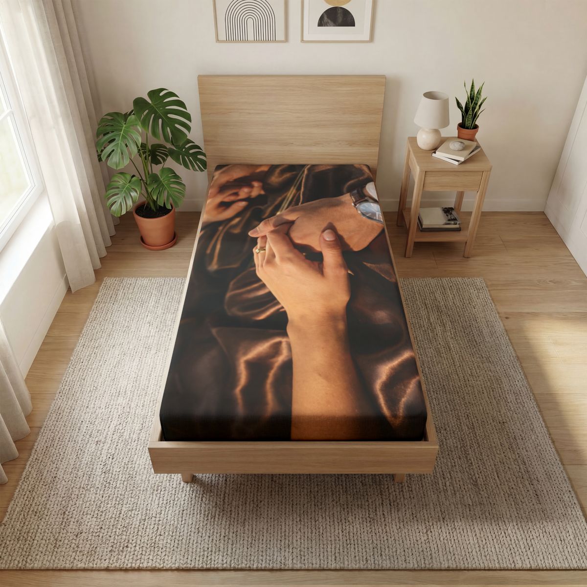 Fitted Sheet - Golden Hour Devotion Hand-Holding Art |...